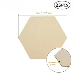 10-120mm Wooden Hexagon Blank Slices Unfinished Wood Discs Hanging Embellishments Art Crafts for DIY Crafting Wedding Christmas