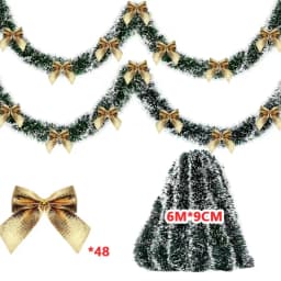 2/4/6/10M Christmas Tinsel Ribbons with Bow Green Cane Ribbon Garland Xmas Tree Hanging Pendent DIY Wreath Party Home Decor