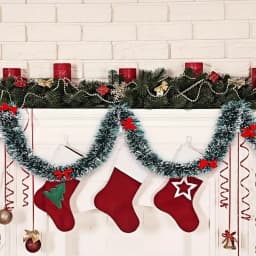 2/4/6/10M Christmas Tinsel Ribbons with Bow Green Cane Ribbon Garland Xmas Tree Hanging Pendent DIY Wreath Party Home Decor