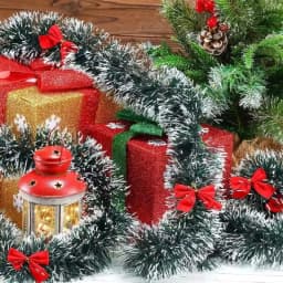 2/4/6/10M Christmas Tinsel Ribbons with Bow Green Cane Ribbon Garland Xmas Tree Hanging Pendent DIY Wreath Party Home Decor