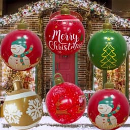 32 Inch Giant PVC Inflatable Christmas Ball Ornaments Outdoor Large Xmas Blow Ball Decorations for Christmas Party Ornaments