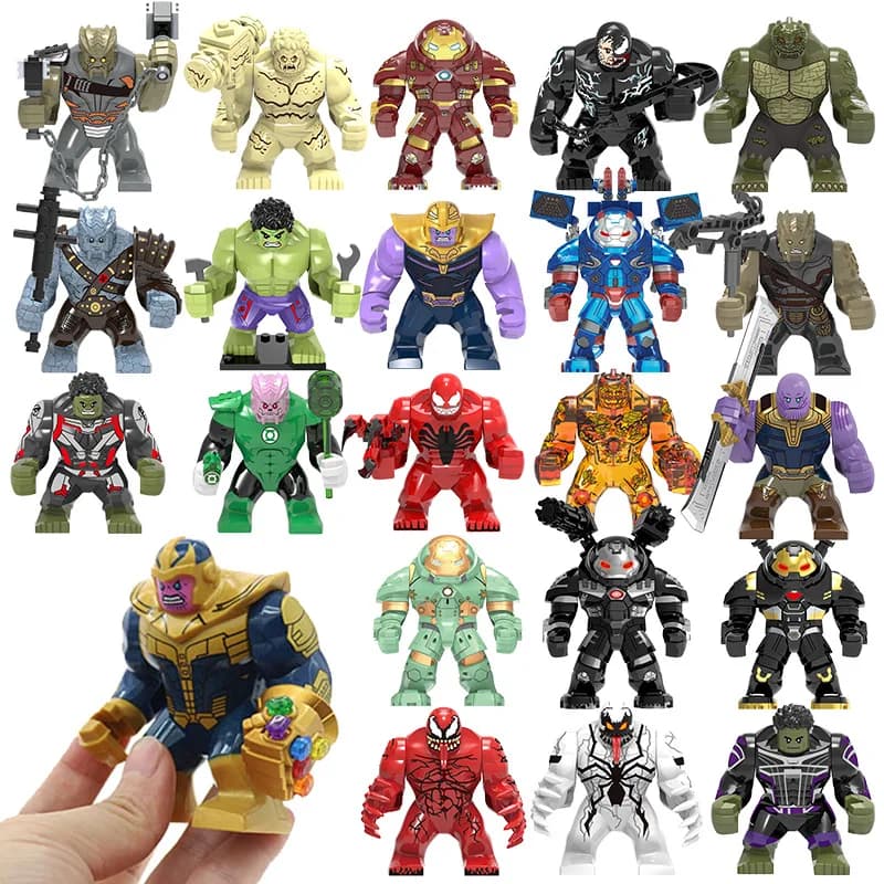 Marvel superhero building blocks, Spider Man Venom, Red Hulk, assembled doll toy anime characters, birthday and Christmas gifts
