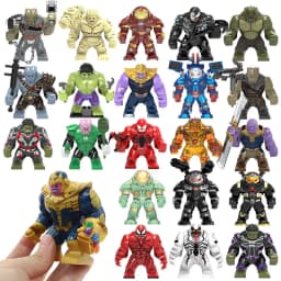Marvel superhero building blocks, Spider Man Venom, Red Hulk, assembled doll toy anime characters, birthday and Christmas gifts