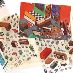 Kawaii leisure suite 3D Home Diary Landscape Sticker DIY Pocket Cabin Scene Christmas gifts 