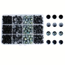 340pcs 8mm Acrylic Black Round Bead Jewelry Making Set Box, Suitable for DIY Bracelets, Necklaces and Earrings Christmas