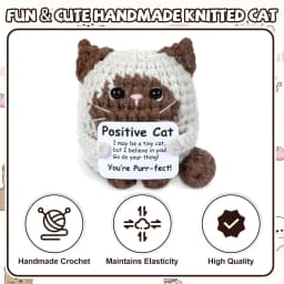 Crocheted Cats Full of Positive Energy, Emotional Encouragement, Birthday Gifts for Friends, Handmade Knitted Cats, Gifts for Female Colleagues, Friends, Students, Small Birthday and Christmas Gifts, Stocking Stuffers