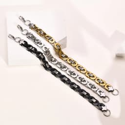Flat Byzantine Bracelets for Men,Waterproof Stainless Steel Chain Link Wristband,Christmas Gifts to Dad Father Boyfriend BFF