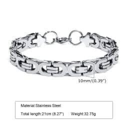 Flat Byzantine Bracelets for Men,Waterproof Stainless Steel Chain Link Wristband,Christmas Gifts to Dad Father Boyfriend BFF