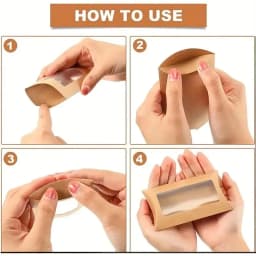 50PCS Pillow Shape Candy Box with Window Wedding Christmas Kraft Paper Cookie Gift Packaging Boxes Birthday Party Supplies
