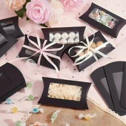 50PCS Pillow Shape Candy Box with Window Wedding Christmas Kraft Paper Cookie Gift Packaging Boxes Birthday Party Supplies