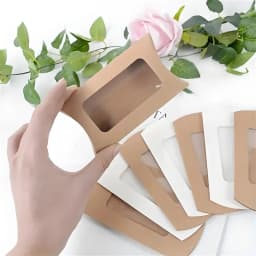50PCS Pillow Shape Candy Box with Window Wedding Christmas Kraft Paper Cookie Gift Packaging Boxes Birthday Party Supplies