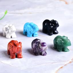 1PC Natural Crystal Rose Quartz Elephant Amethyst Obsidian Animals Stone Crafts Small Decoration Home Decor Christmas Present