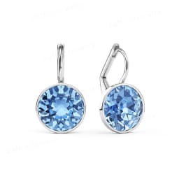 Bella Drop Earring for Women Christmas Birthday Premium Austrian Crystals Round Cut Dangle Silver Gold Color Pierced Jewelry