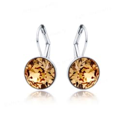 Bella Drop Earring for Women Christmas Birthday Premium Austrian Crystals Round Cut Dangle Silver Gold Color Pierced Jewelry