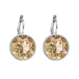 Bella Drop Earring for Women Christmas Birthday Premium Austrian Crystals Round Cut Dangle Silver Gold Color Pierced Jewelry
