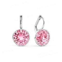 Bella Drop Earring for Women Christmas Birthday Premium Austrian Crystals Round Cut Dangle Silver Gold Color Pierced Jewelry