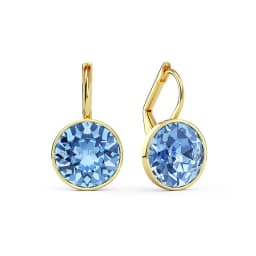 Bella Drop Earring for Women Christmas Birthday Premium Austrian Crystals Round Cut Dangle Silver Gold Color Pierced Jewelry