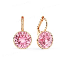 Bella Drop Earring for Women Christmas Birthday Premium Austrian Crystals Round Cut Dangle Silver Gold Color Pierced Jewelry