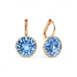Bella Drop Earring for Women Christmas Birthday Premium Austrian Crystals Round Cut Dangle Silver Gold Color Pierced Jewelry