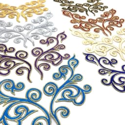 1 Pair Embroidery Golden Thread Flower Patches Fabric Christmas Bride Wedding Dress Bags DIY Festival Accessories Sewing Repair