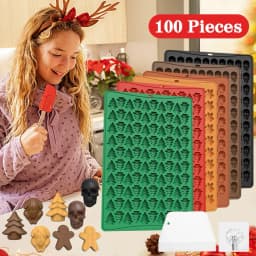 100 Grid Silicone Mold Non-Stick Easy Release DIY Christmas Tree Turkey Gingerbread Man Chocolate Biscuit Skull Ghost Mold