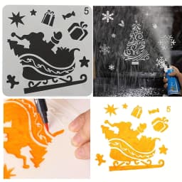8 Pcs 5.1inch Christmas Painting Stencils Set for DIY Card Window Decor Gift Tags