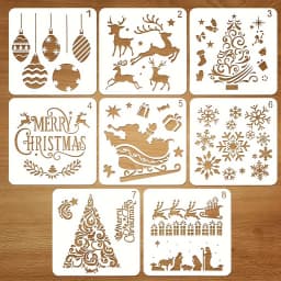 8 Pcs 5.1inch Christmas Painting Stencils Set for DIY Card Window Decor Gift Tags