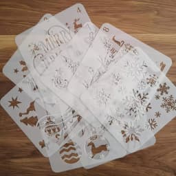 8 Pcs 5.1inch Christmas Painting Stencils Set for DIY Card Window Decor Gift Tags