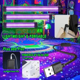 40/60/80 LED Black Light Tube - with switch, 360 degree rotation, UV lamp for glow party, body art, Halloween, Christmas holiday