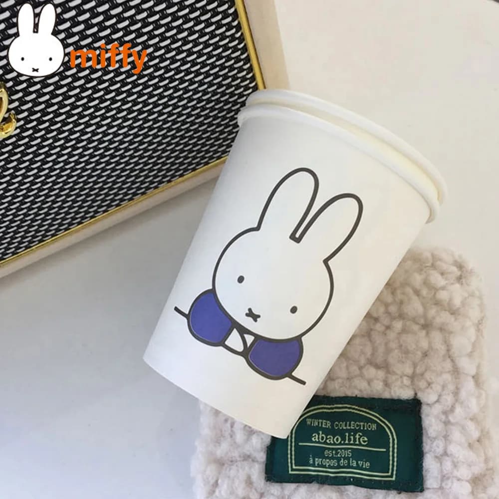 Cute Miffy Kawaii Cartoon Ins Paper Cup Thickening 250ml High Temperature Resistance Disposable Cups Christmas Gift