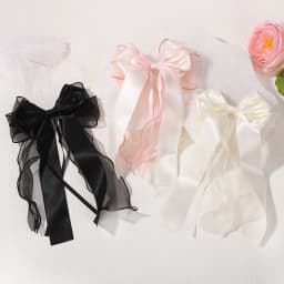1Pcs Lace Hair Bow Clip Coquette Bow Barrettes with Long Tail Ribbon for Women Christmas Valentines Wedding Prom Accessories