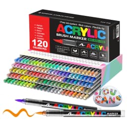 12-120 Colors Acrylic Paint Pens Markers Brush Tip Paint Markers For Rock Painting Wood Canvas Stone,Christmas Gift DIY Crafts