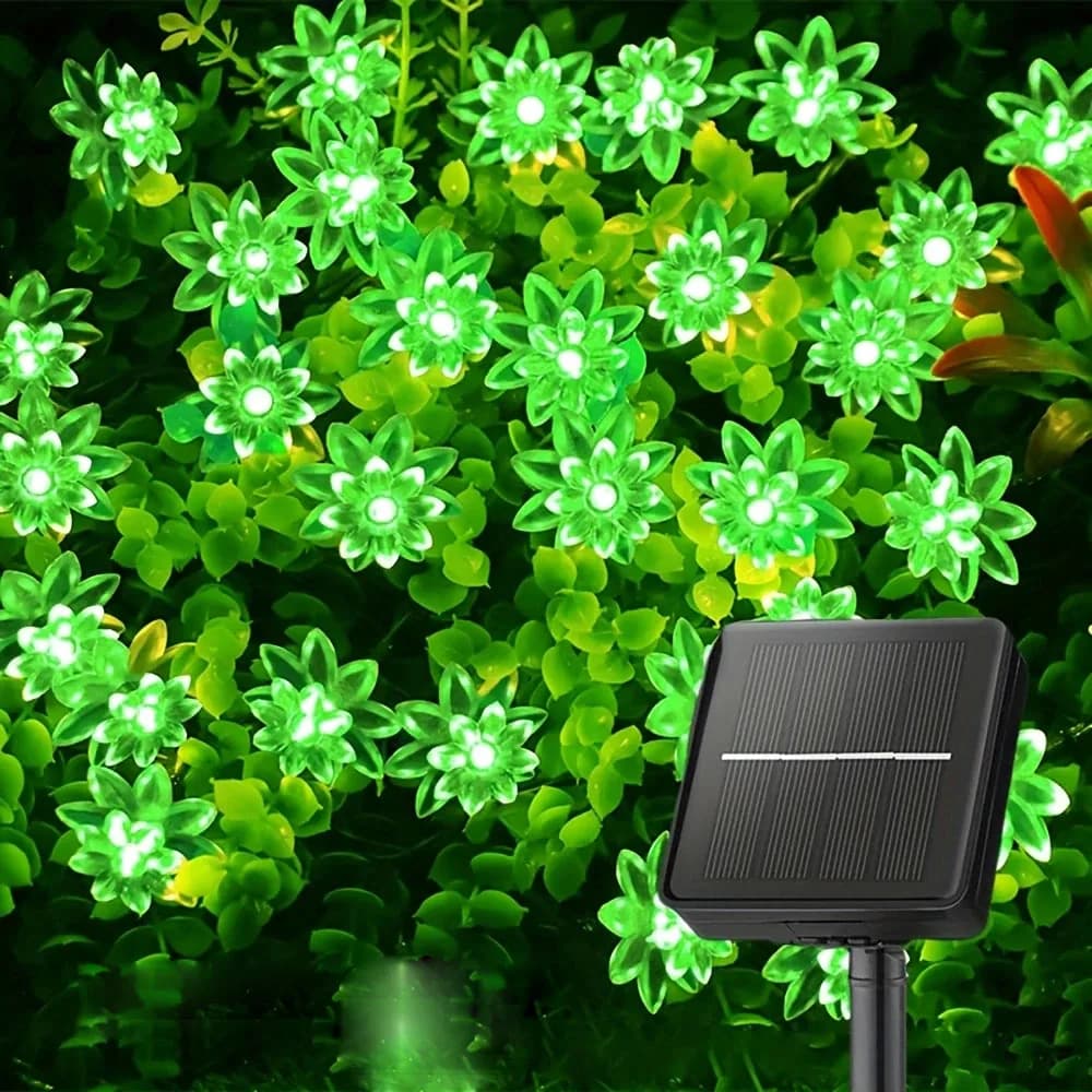 Solar Lotus Flower String Lights, 100/50/20 LED Double Layer Cherry Blossoms Fairy Lights for Garden Fence Patio Yard Christmas