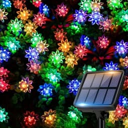 Solar Lotus Flower String Lights, 100/50/20 LED Double Layer Cherry Blossoms Fairy Lights for Garden Fence Patio Yard Christmas