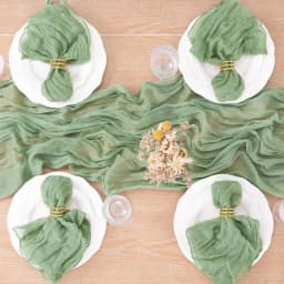 6pcs Cheesecloth Gauze Napkin Sage Green Table Placemat Setting Dining Wedding Party Banquet Christmas Banquets Table Cake Decor