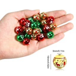 16mm 10pcs Big UV Color Xmas Acrylic Beads Printing Christmas Tree Snowflake Bell Beads For Making Xmas Style Necklace Earring