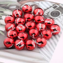 16mm 10pcs Big UV Color Xmas Acrylic Beads Printing Christmas Tree Snowflake Bell Beads For Making Xmas Style Necklace Earring