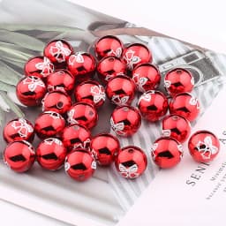 16mm 10pcs Big UV Color Xmas Acrylic Beads Printing Christmas Tree Snowflake Bell Beads For Making Xmas Style Necklace Earring