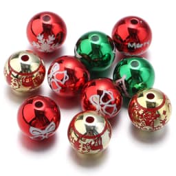 16mm 10pcs Big UV Color Xmas Acrylic Beads Printing Christmas Tree Snowflake Bell Beads For Making Xmas Style Necklace Earring