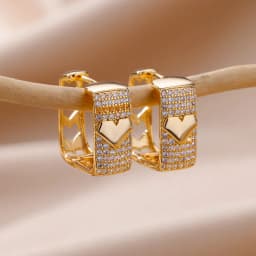 Shiny Zircon Circle Square Hoop Earrings for Women Gold Color Stainless Steel Earrings Luxury Christmas Jewelry Wedding aretes