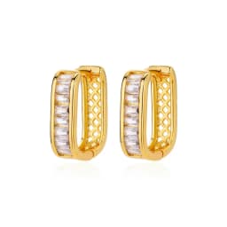 Shiny Zircon Circle Square Hoop Earrings for Women Gold Color Stainless Steel Earrings Luxury Christmas Jewelry Wedding aretes