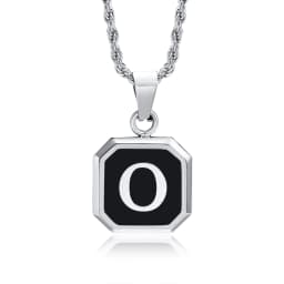 Christmas Gifts for Men Initial Necklace Stainless Steel Letter A-Z for Men Boys Women Square Pendant Jewelry Birthday Gifts