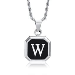 Christmas Gifts for Men Initial Necklace Stainless Steel Letter A-Z for Men Boys Women Square Pendant Jewelry Birthday Gifts