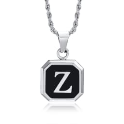 Christmas Gifts for Men Initial Necklace Stainless Steel Letter A-Z for Men Boys Women Square Pendant Jewelry Birthday Gifts