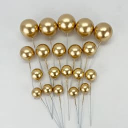 20Pcs Cake Topper Gold Silver Ball Happy Birthday Cake Topper DIY Cupcake Flag Wedding Christmas Ball Decor Birthday Decoration