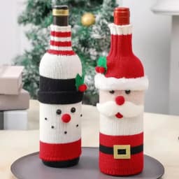 Christmas Wine Bottle Cover Set Santa Snowman Woven Wine Bottle Bags for Christmas Party Dinner Table Decorations New Year Gifts