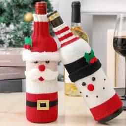 Christmas Wine Bottle Cover Set Santa Snowman Woven Wine Bottle Bags for Christmas Party Dinner Table Decorations New Year Gifts