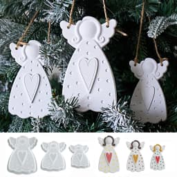 DIY Faceless Angel Silicone Mold Christmas Tree Hanging Ornament Plaster Concrete Resin Mould Heart Dot Texture Dress Girl Craft