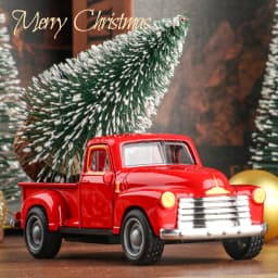 Mini truck+Christmas tree 2-piece ornament set; a good thing for home atmosphere decoration; living room and office desk ornamen