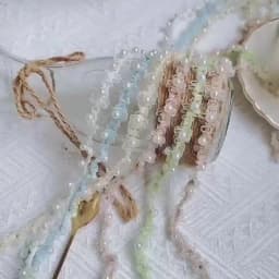 1Yard Beaded Pearl Fringe Ribbon DIY Collar Cuff Garment Lace Applique 1.5CM Wide,Gift Wrapping Christmas Tree Decor